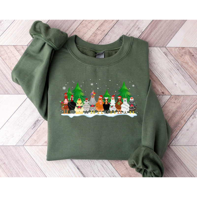 Christmas Chickens Sweatshirt, Christmas Farm Animal Sweatshirt, Chickens Lover Sweater, Funny Holiday Sweater, Christmas Chickens Gift.jpg