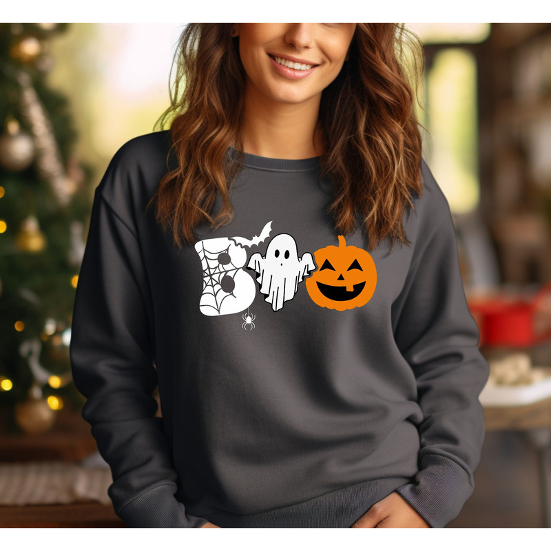 Comfort Colors® Halloween Boo Sweatshirt, Boo Sweatshirt, Boo Pumpkin Sweater, Pumpkin Sweater, Halloween Matching Sweatshirt, Ghost Sweater.jpg