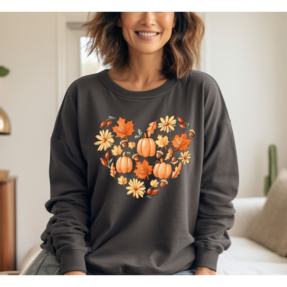 Comfort Colors® Pumpkin Heart Sweatshirt, Fall Heart Sweatshirt, Fall Doodles Sweatshirt, Halloween Sweatshirt, Pumpkin Sweatshirt.jpg