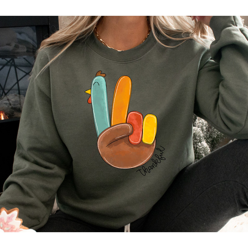 Thanksgiving Fall Sweatshirt, Peace Sign Turkey Sweatshirt, Funny Autumn Sweatshirt, Fall Sweatshirt,Retro Thanksgiving Turkey Sweatshirt.jpg