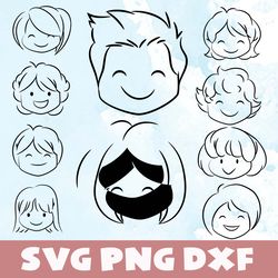 happy kid face svg, png, dxf, happy kid face bundle vinyl cut file, png