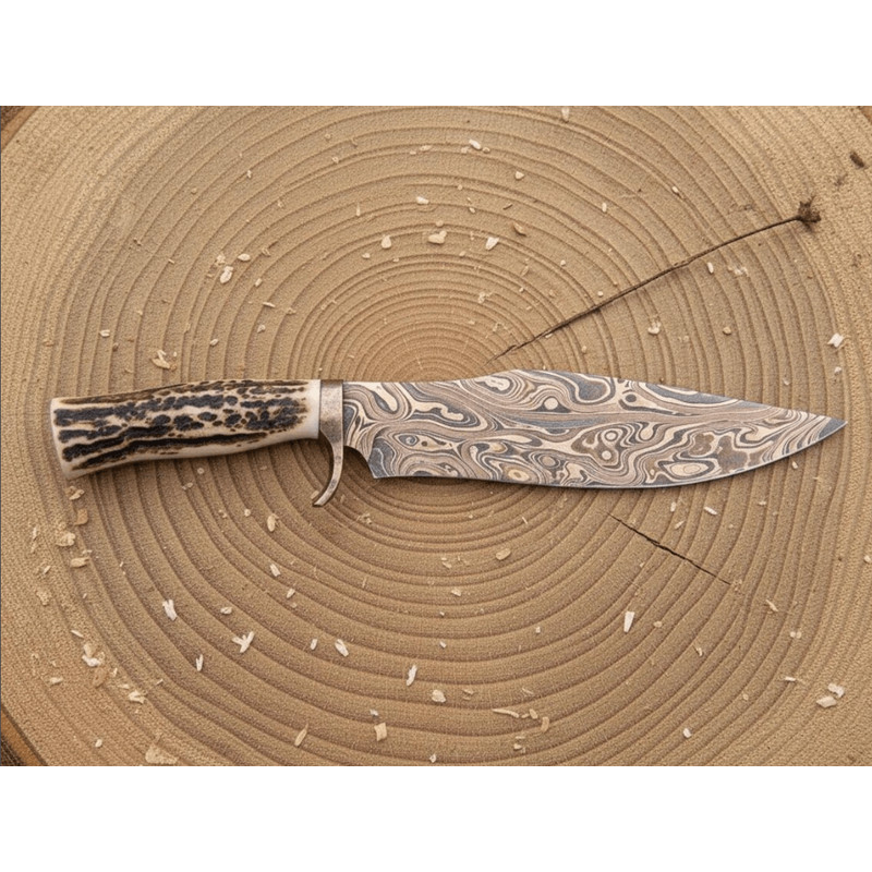 Buy Copper Damascus Hunting Bowie Knife