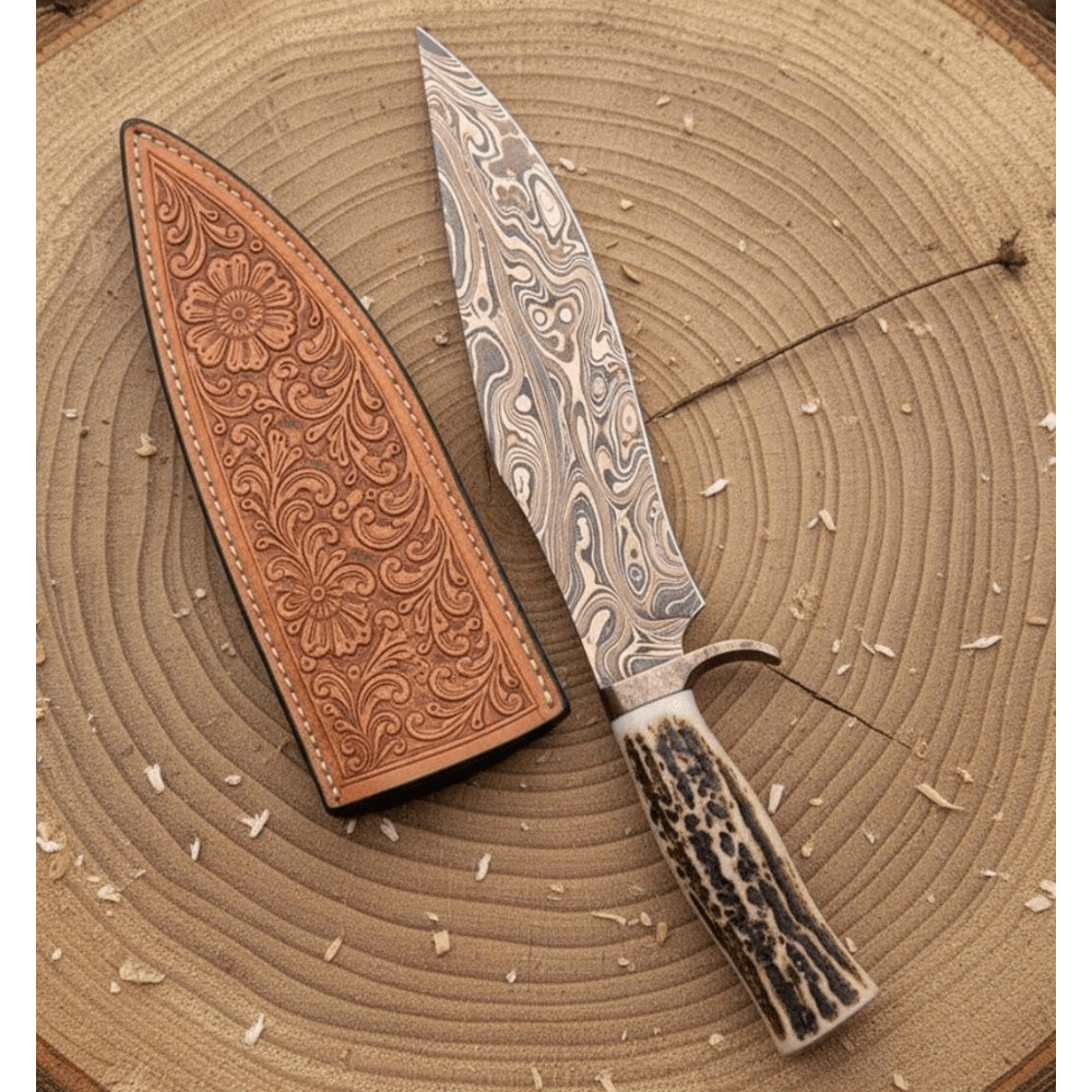 Buy Copper Damascus Hunting Bowie Knife