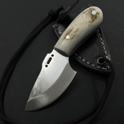 handmade stainless steel knife necklace | mini 3.34" blade pendant + leather sheath | personalized outdoor necklace gift