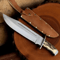 FrontierStyle D2 Steel Bowie Knife 15 Stag Horn Handle Hunting Blade Leather Sheath Handmade Out 1