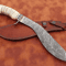 HandForged Damascus Kukri Bowie Knife 15 Hunting Blade Camel Bone Handle Leather Sheath Survival 0