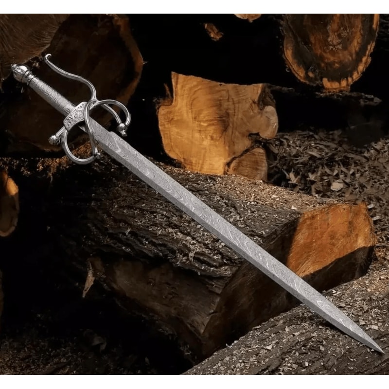 Handmade Viking Sword Twisted Damascus Steel Blade With Solid Grip Handle Wedding Gift Wall Decor 2