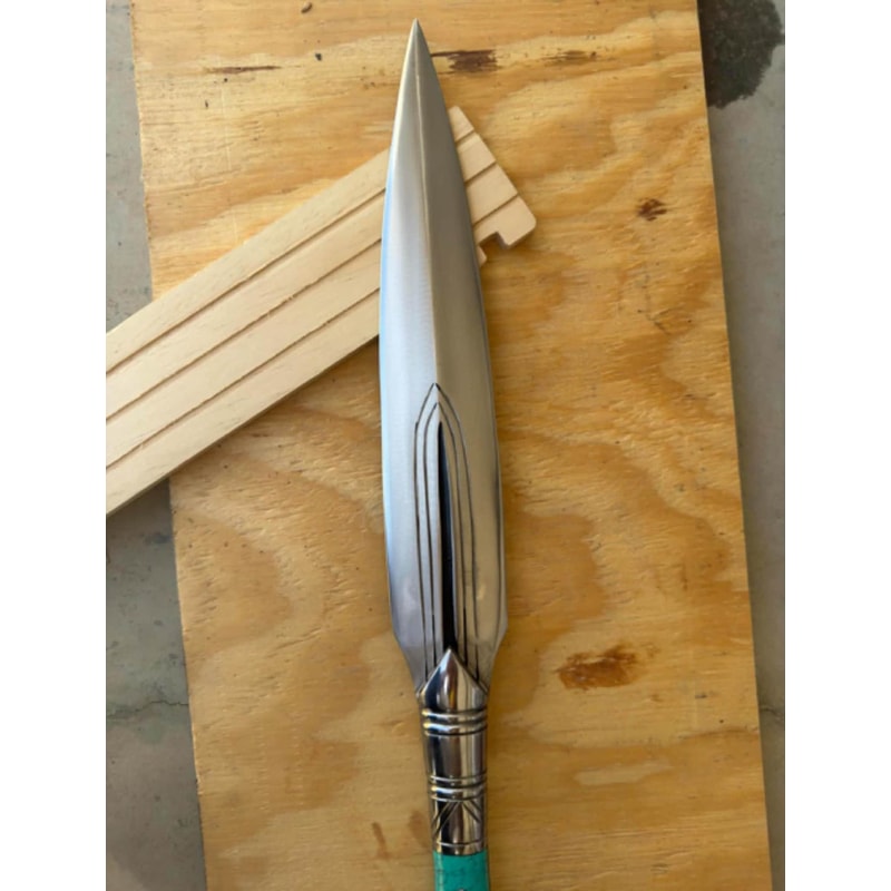 Artisan Crafted Display Spear With Rosewood Finish Resin And Metal Detailing 3