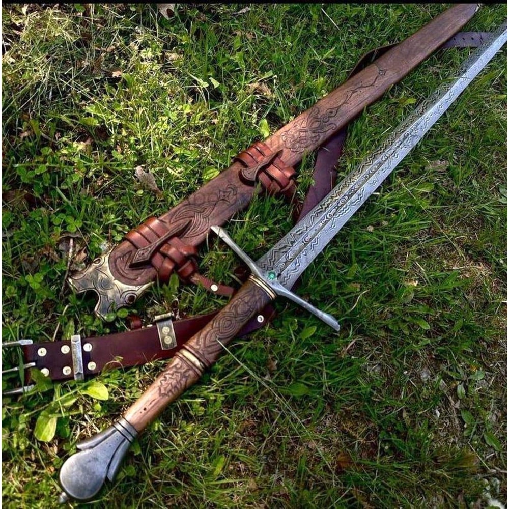 Handmade Elven Fantasy Sword Damascus Steel Blade With Rosewood Handle Wedding GIFT BF GIFT 0