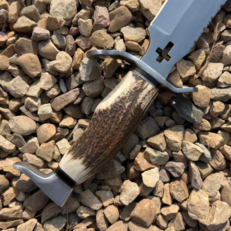 Handcrafted High Carbon Steel Bowie Knife With 12 Inch Blade Leather Sheath 3