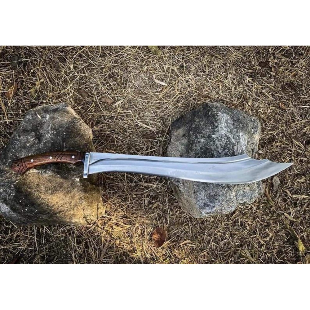 Handmade High Carbon Steel Short Sword 24 With Rosewood Handle Leather Sheath 2