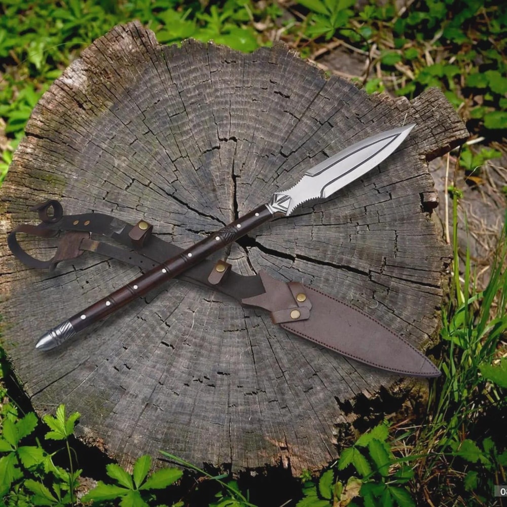 35 Inch Handcrafted High Carbon Steel Spear With Rosewood Shaft Decorative Piece 4