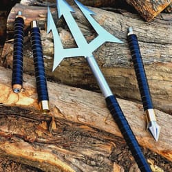 premium handmade collector spear high carbon steel with rosewood, leather & brass finish