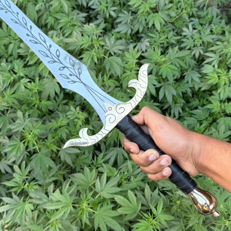 Handmade High Carbon Steel Sword 36 With Rosewood Handle Leather Wrap Brass Accents 1
