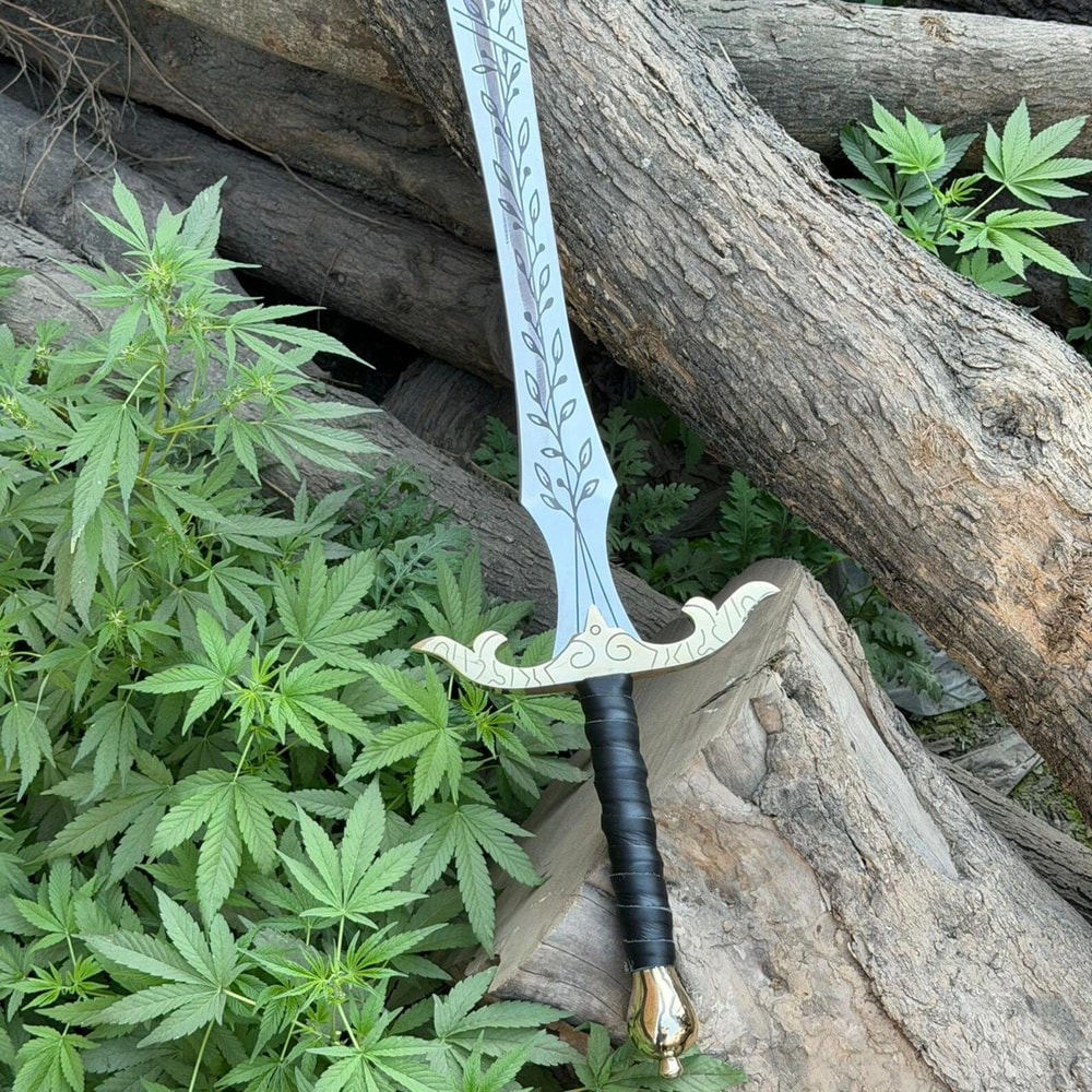 Handmade High Carbon Steel Sword 36 With Rosewood Handle Leather Wrap Brass Accents 4