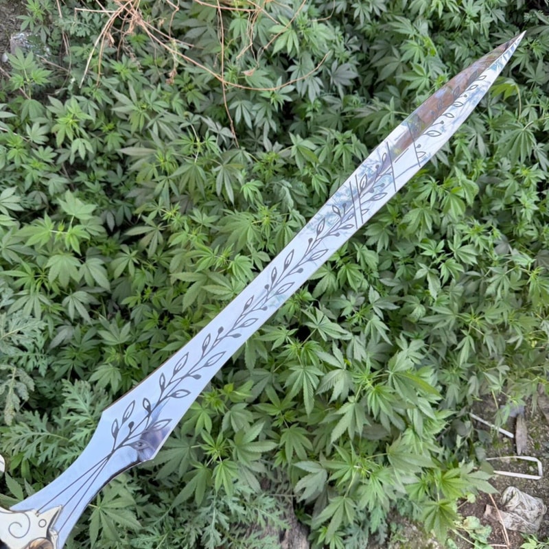 Handmade High Carbon Steel Sword 36 With Rosewood Handle Leather Wrap Brass Accents 5