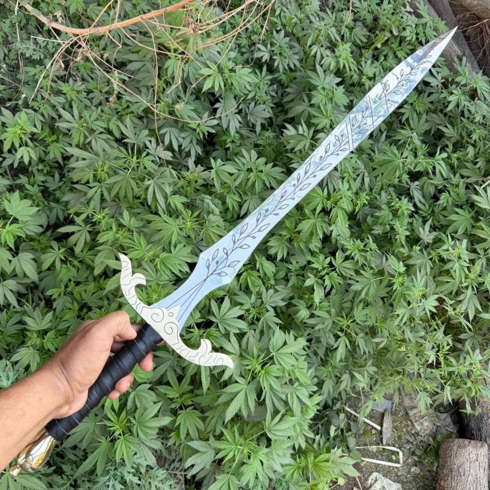 Handmade High Carbon Steel Sword 36 With Rosewood Handle Leather Wrap Brass Accents 7