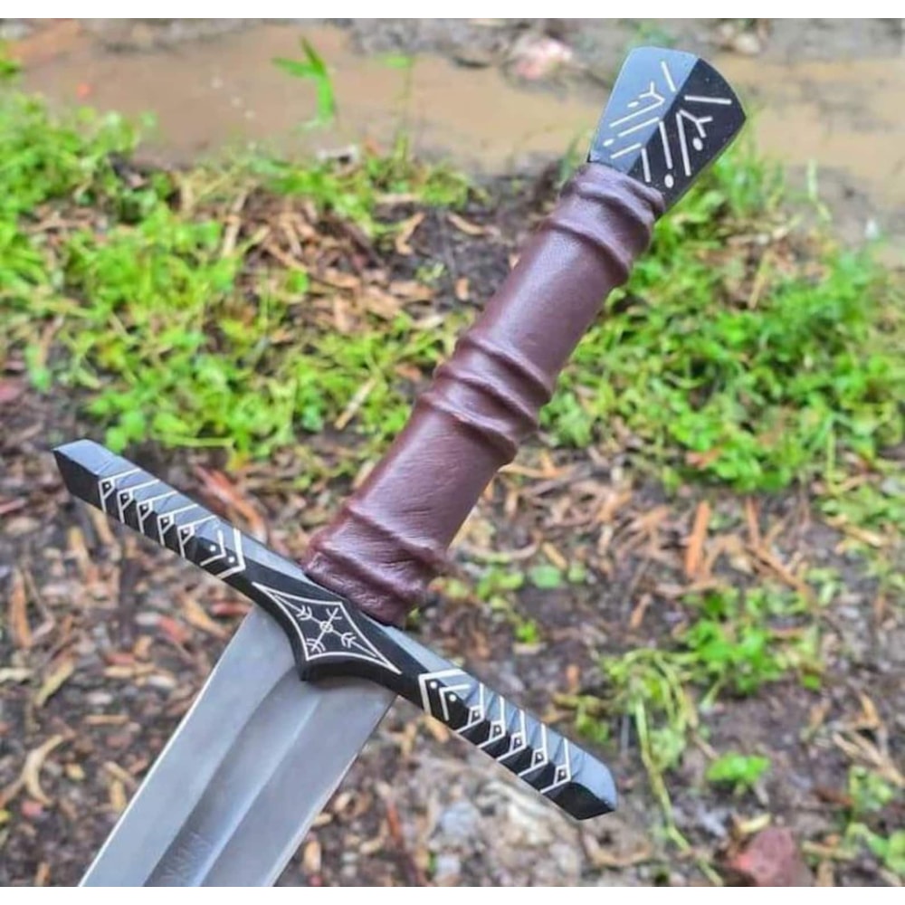 Handmade High Carbon Steel Sword 36 With Rosewood Leather Handle Decorative Collectible 1