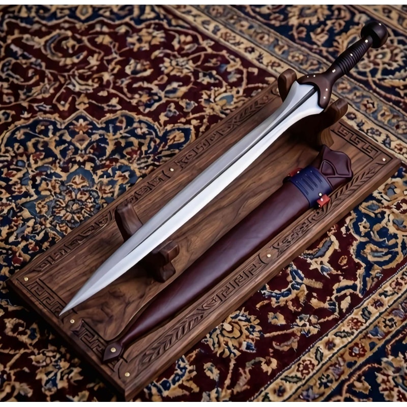 Handmade Steel Fantasy Sword Medieval Warrior Blade With Leather Sheath Cosplay Prop 0