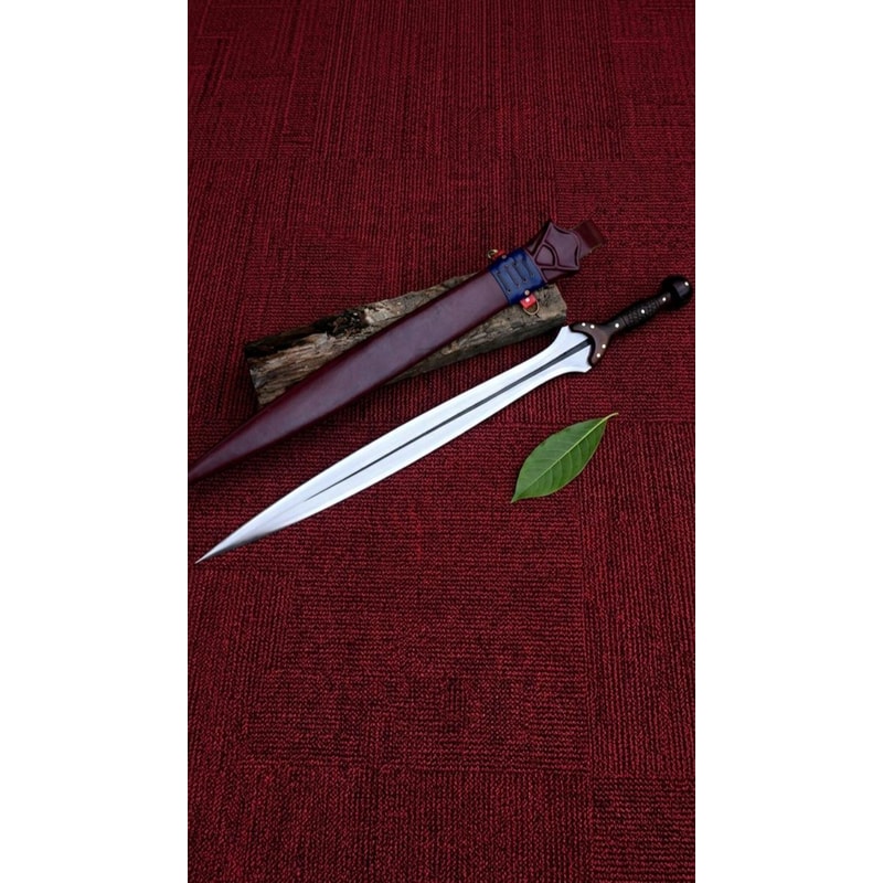 Handmade Steel Fantasy Sword Medieval Warrior Blade With Leather Sheath Cosplay Prop 2