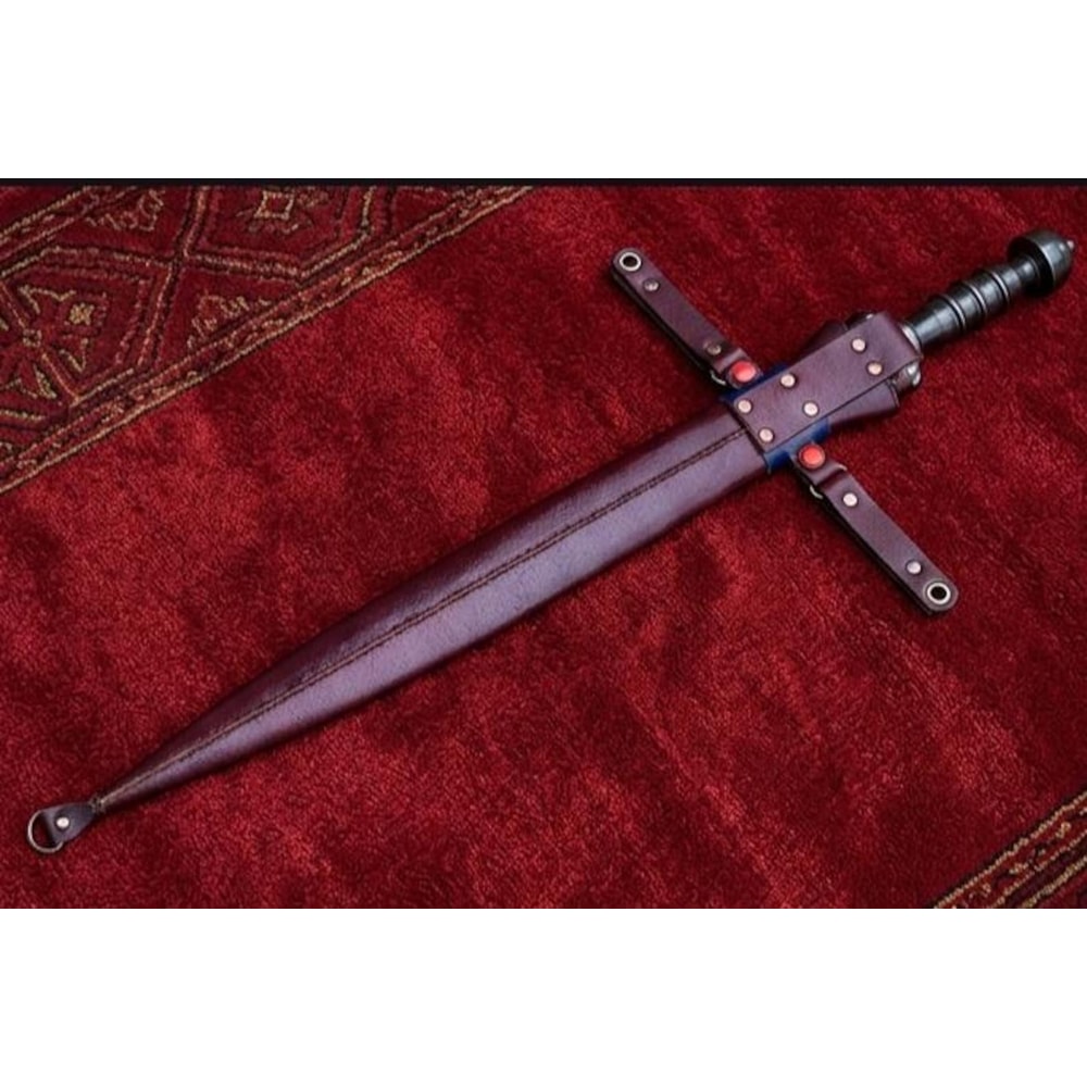 Handmade Steel Fantasy Sword Medieval Warrior Blade With Leather Sheath Cosplay Prop 4