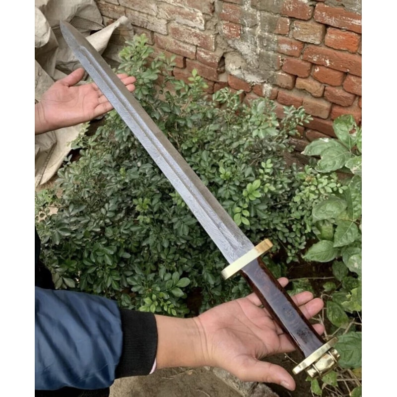 Handmade Damascus Steel Viking Sword Norse Warrior Display Blade Gift 1