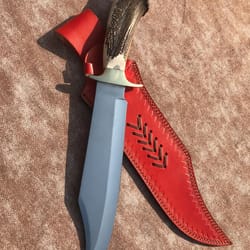 handmade d2 steel bowie hunting knife stag horn handle gift for hunters