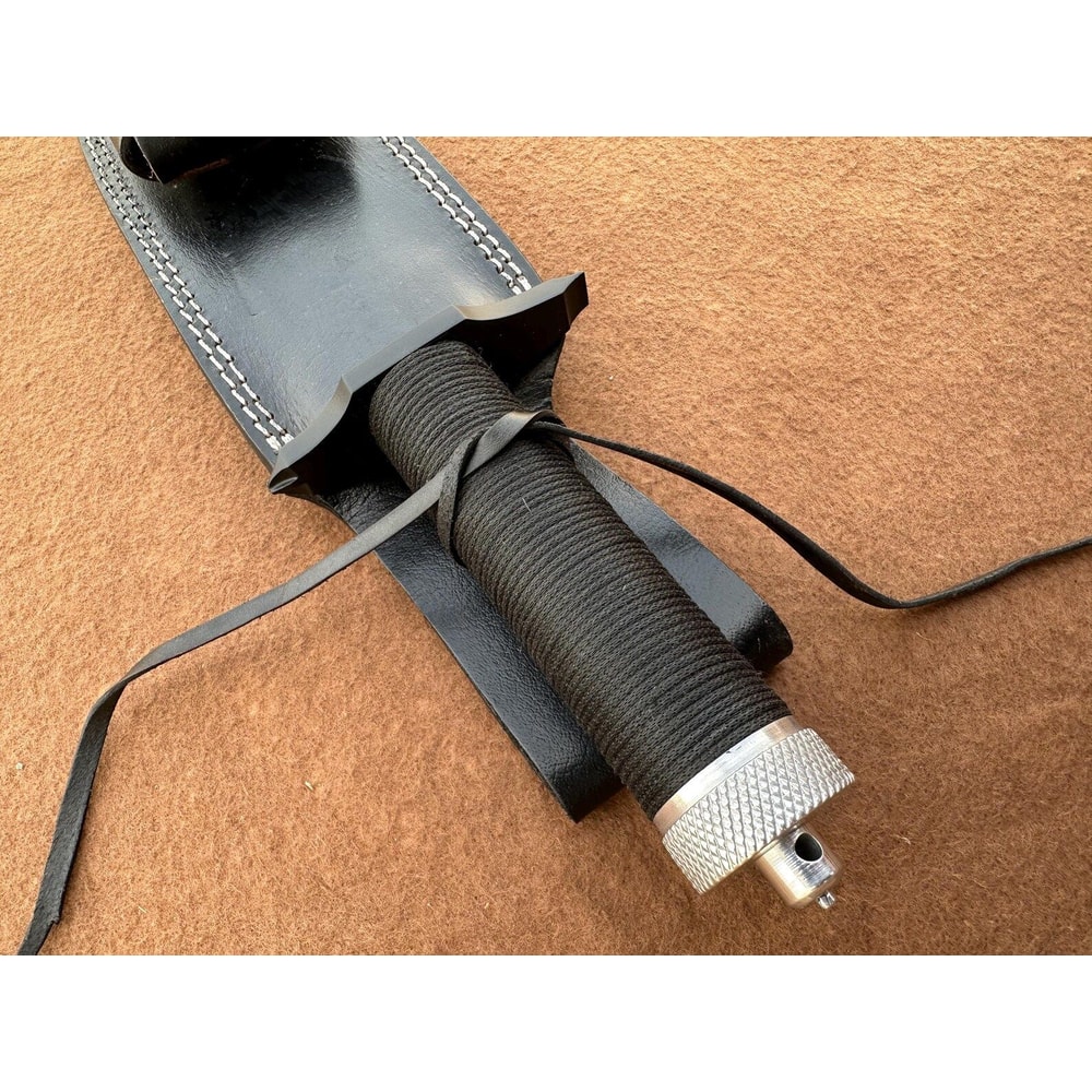 Handmade D2 Steel Fixed Blade Survival Knife Black Cord Wrapped Handle 3