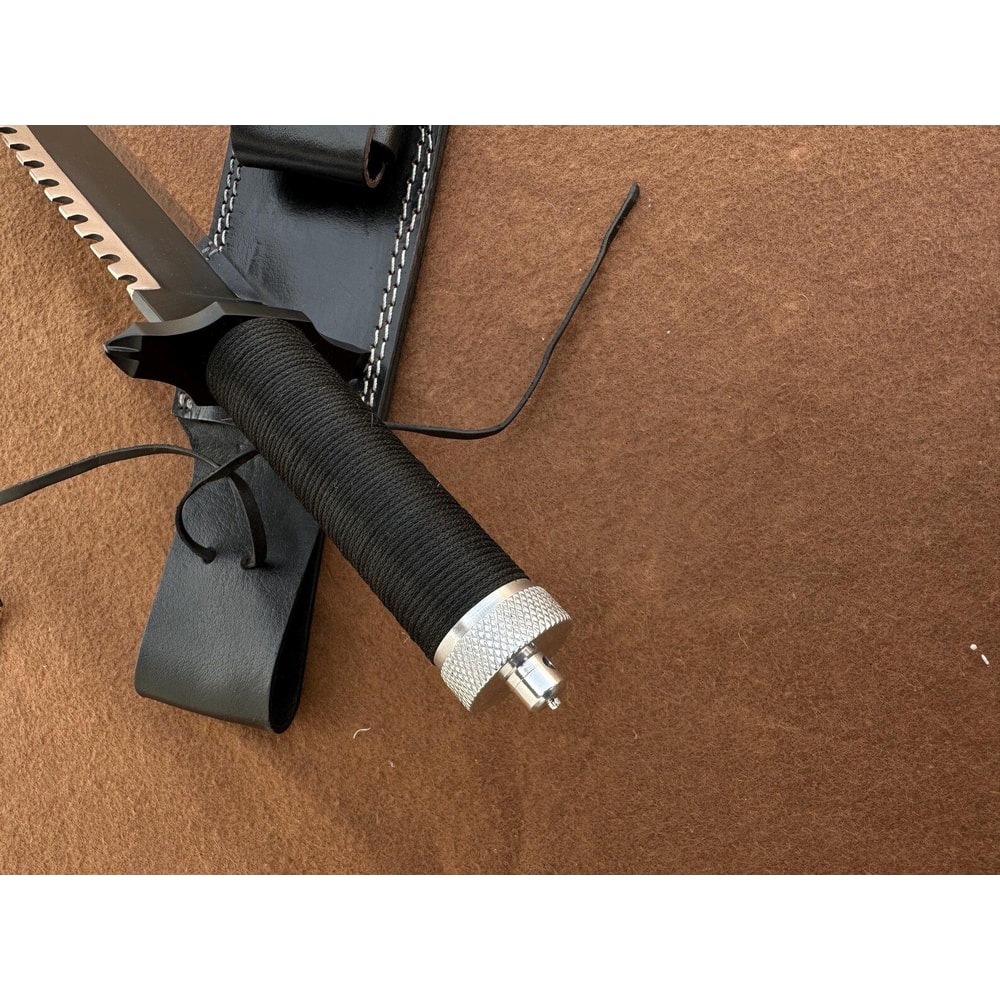 Handmade D2 Steel Fixed Blade Survival Knife Black Cord Wrapped Handle 4