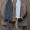 Handmade Damascus Bowie Knife Stag Horn Handle Leather Sheath Gift For Hunters 0