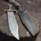 Handmade Damascus Bowie Knife Stag Horn Handle Leather Sheath Gift For Hunters 4