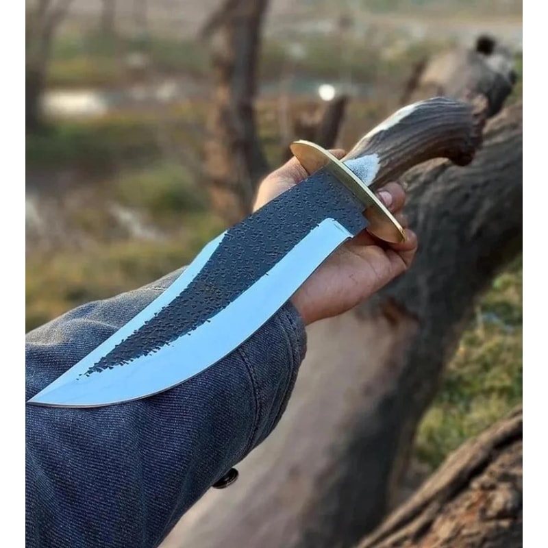 Handmade Hunting Knife Antler Handle Leather Sheath Gift For Hunters 1
