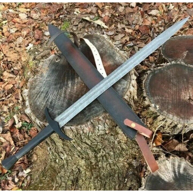 Handmade Damascus Steel Long Sword 39 Inch Combat Style Sword With Scabbard 0