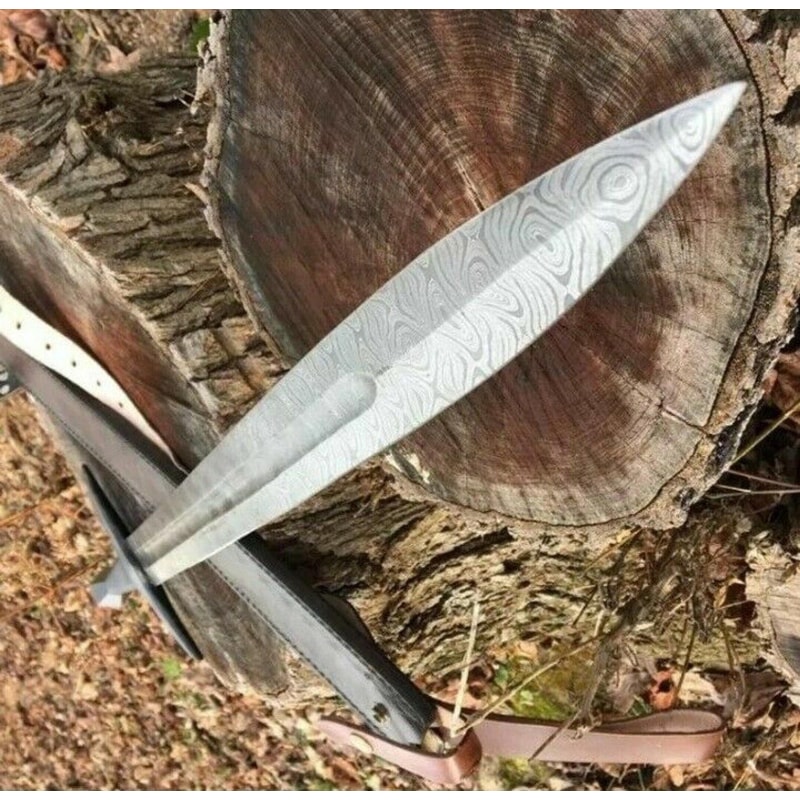 Handmade Damascus Steel Long Sword 39 Inch Combat Style Sword With Scabbard 5
