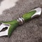 Hand Forged Celtic Knife With Triquetra Design Green Leather Sheath 3