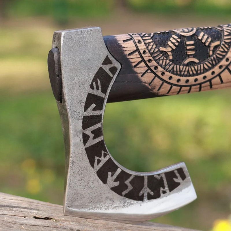 Hand Forged High Carbon Steel Viking Axe Camping Hunting Gift For Men Nordic Hunting Axe 2