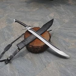 hand forged historical scimitar sword with leather sheath gift for collectors