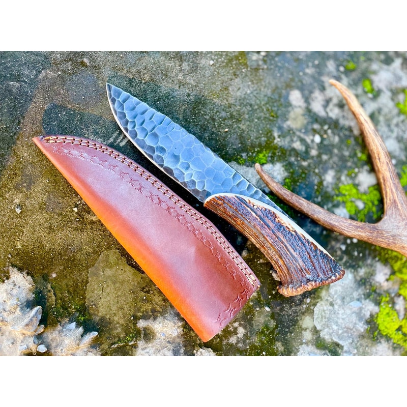 Hand Forged Stag Handle Hunting Knife High Carbon Steel Blade Gift For Hunters 9