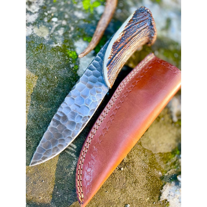 Hand Forged Stag Handle Hunting Knife High Carbon Steel Blade Gift For Hunters 2
