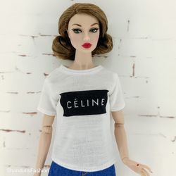 White T-shirt with brand print Barbie doll, Poppy Parker and other similar dolls