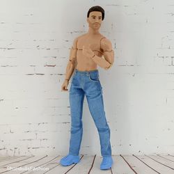 Light blue jeans for Ken with an athletic body type