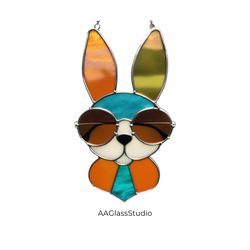 Stained Glass Rabbit Pattern Rabbit In Sunglasses
