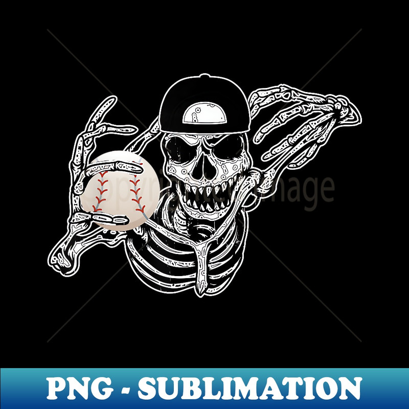 Halloween Skeleton Baseball Player Skull Hands T - Exclusive PNG Sublimation Download