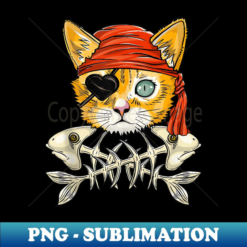 Jolly Roger Flag Skull and Crossbones - Funny Cat Pirate - Exclusive PNG Sublimation Download