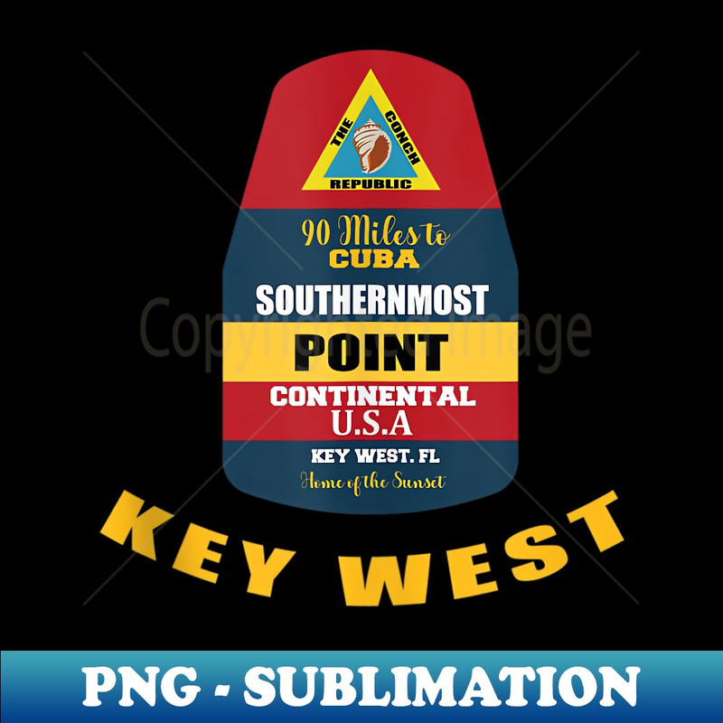 Key West Florida Southernmost Point Cuba - Exclusive PNG Sublimation Download