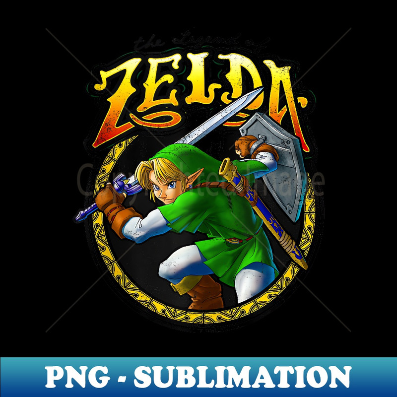 Nintendo Zelda Link Sword Ready Vintage Rock - Vintage Sublimation PNG Download