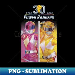 power rangers 30th anniversary pink & yellow retro - png transparent sublimation design