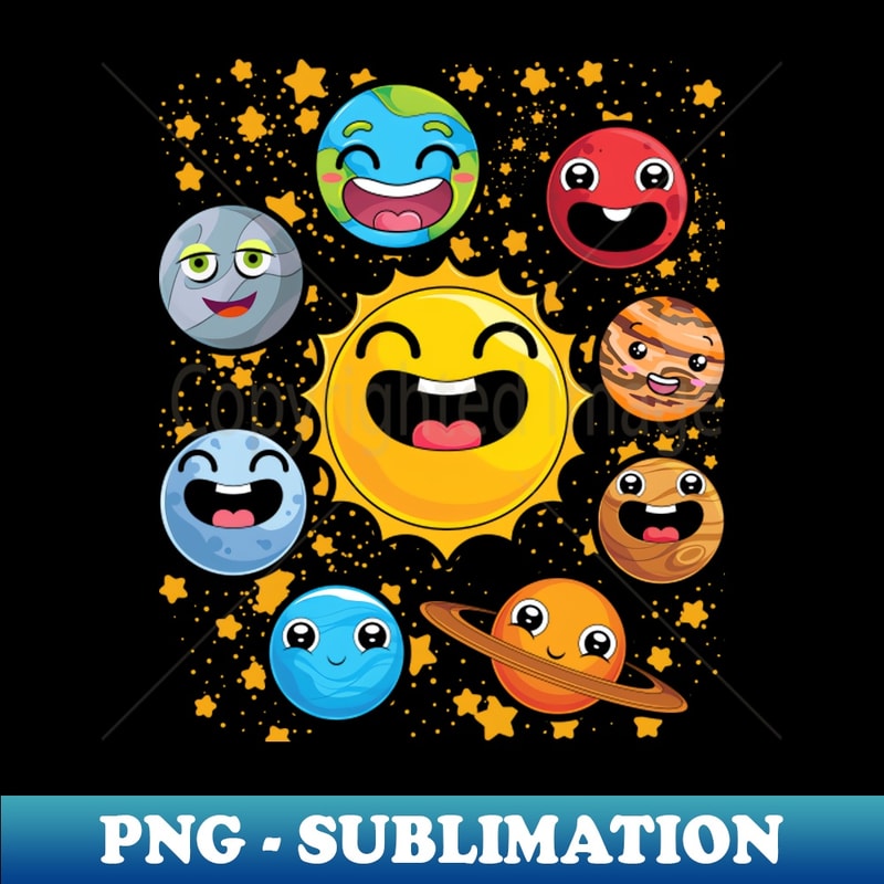 Space Astronaut Astronomy Space Science Cute Plantes - Retro PNG Sublimation Digital Download