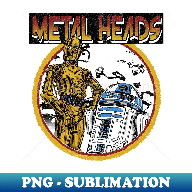Star Wars R2-D2 C-3PO Metal Heads Circle Portrait - Modern Sublimation PNG File
