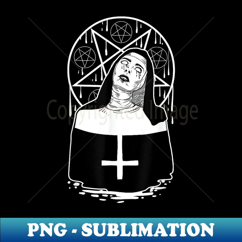 Dark Evil Nun Pentagram Scary Nun - PNG Transparent Sublimation File